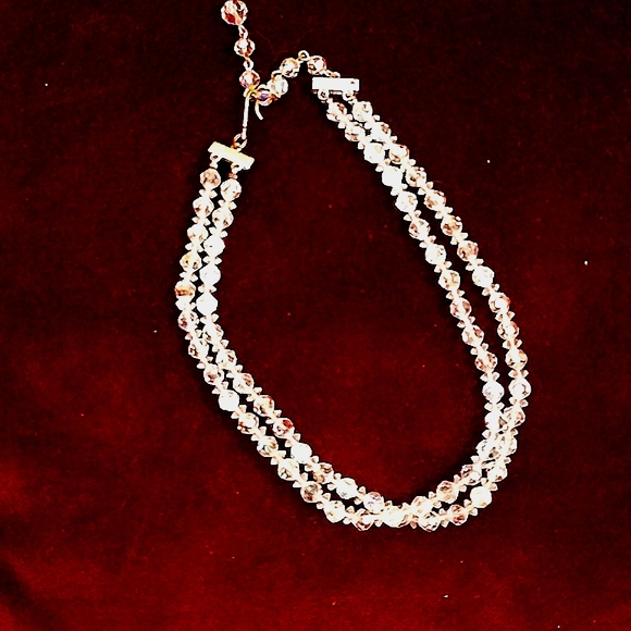 Vintage '50s crystal double strand choker necklace - Picture 3 of 4